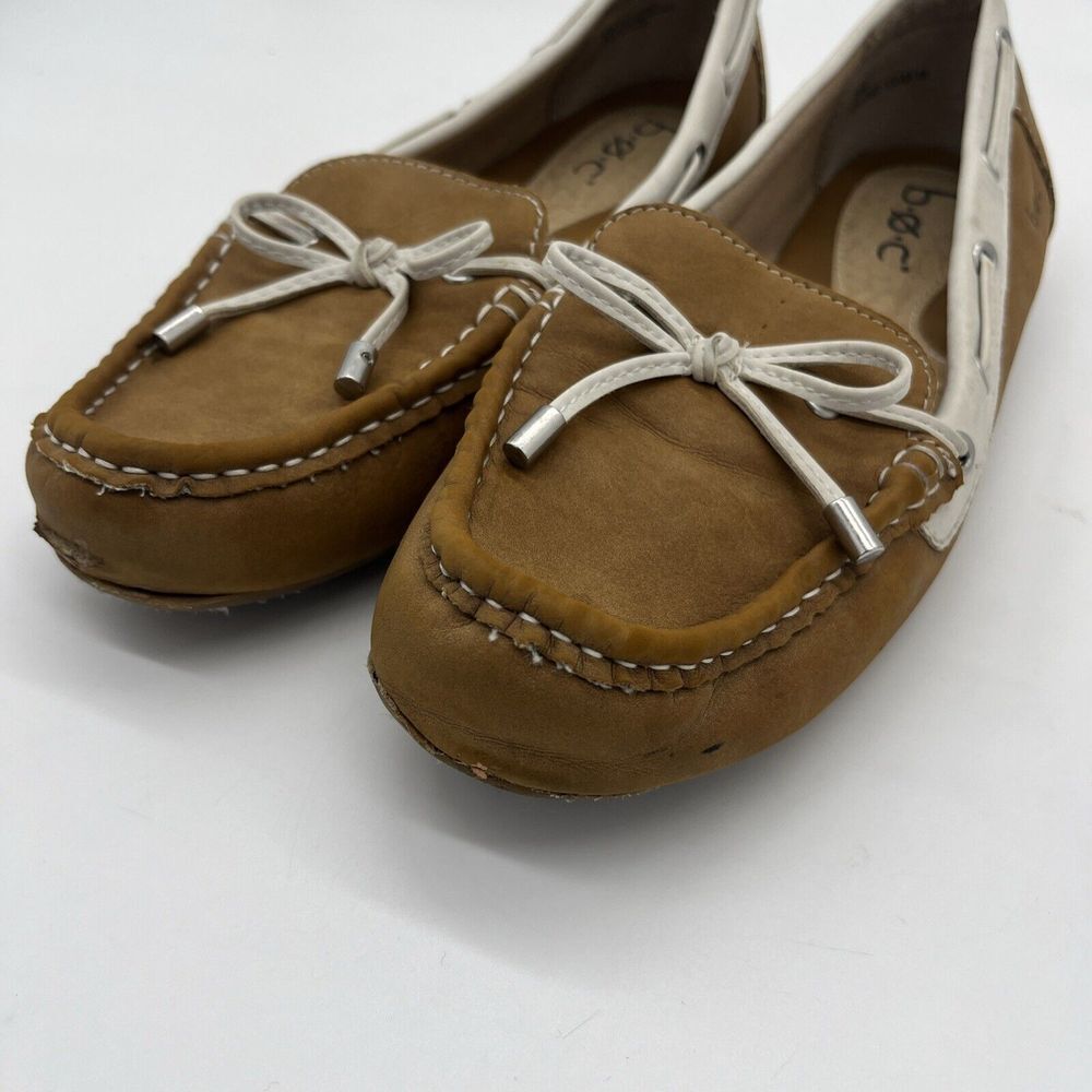 BOC BORN CONCEPTS BROWN White SLIP ON LOAFERS‎ MOCCASINS FLATS 8M - Picture 2 of 11
